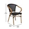 Merrick Lane Mael Set of Two Stacking Thonet Bistro Style Chair with Arms, Textilene Seat, and Bamboo Finished Metal Frame for Indoor/Outdoor Use